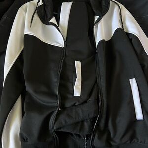 Chic Black and White Zip-Up Jacket